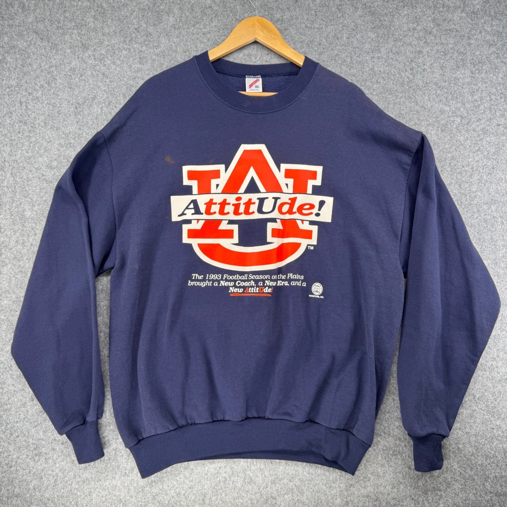 Vintage Auburn Tigers Sweatshirt Mens XL Navy 1993 Football Attitude Jerzees